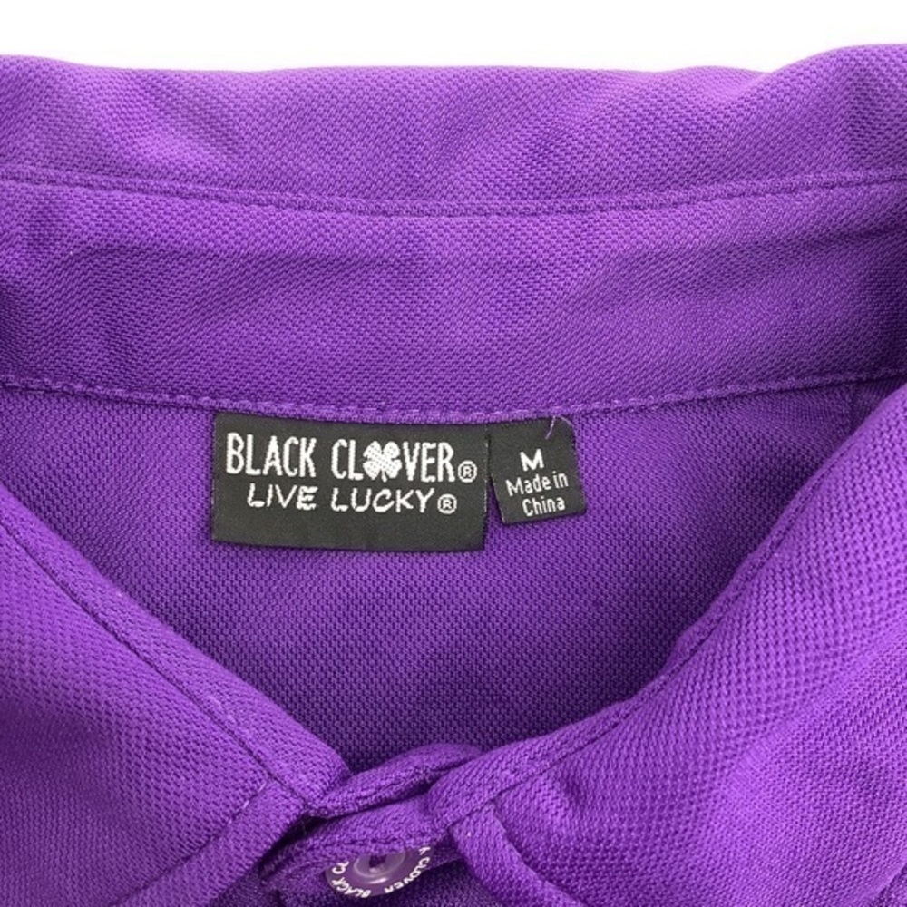 Black Clover Live Lucky Mens Short Sleeve Golf Polo Shirt Purple Size Medium. - Picture 4 of 5